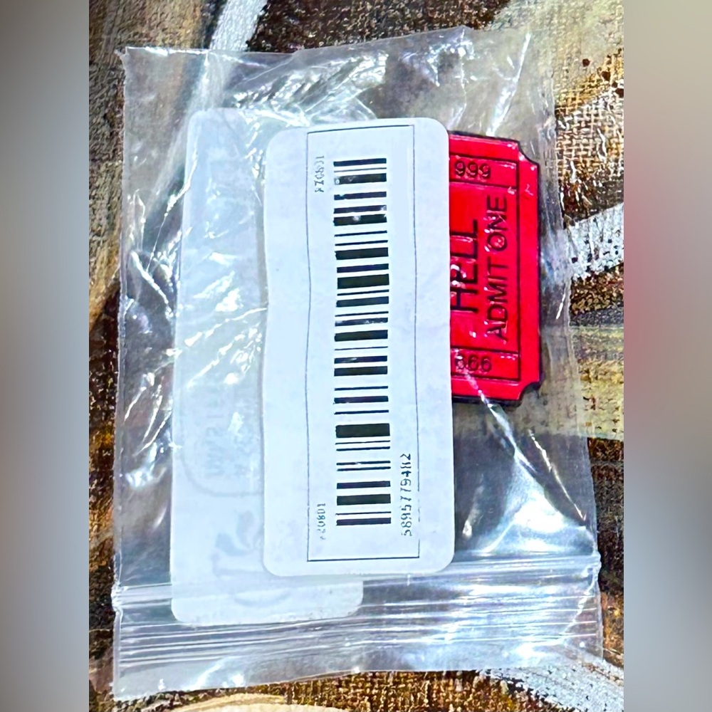 NWT HELL ADMIT ONE Enamel Pin | Red Ticket 666 | Occult Goth Horror Accessory - Picture 4 of 5